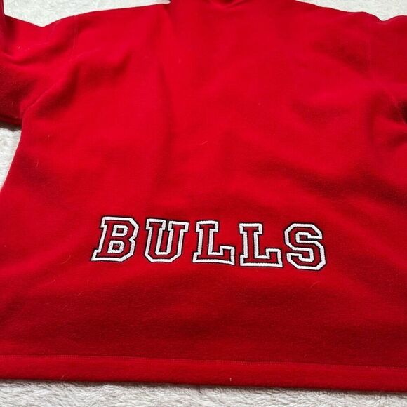 Vintage 90s Pro Edge Chicago Bulls NBA Fleece Zip Up Sweatshirt Hoodie - Picture 2 of 7